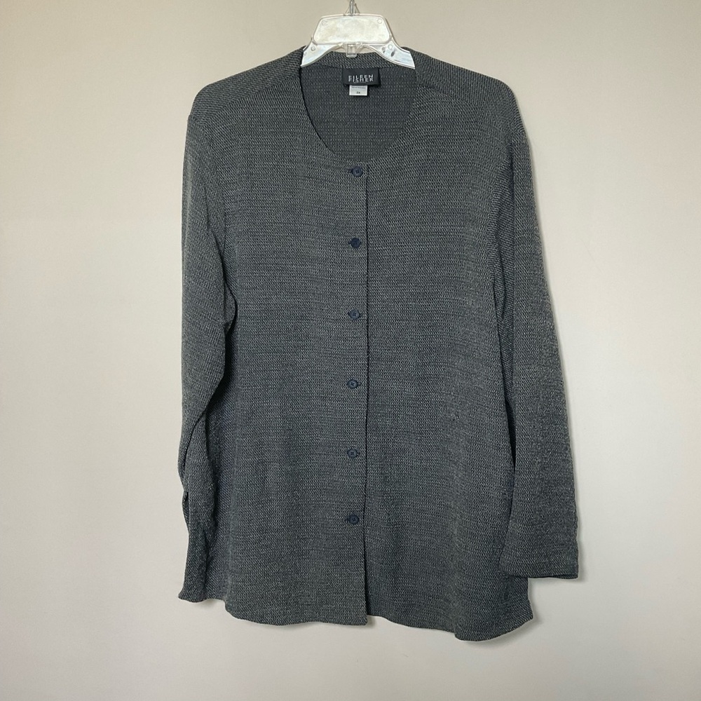 Eileen Fisher Made In USA Vintage Plus Size 3X Button Front Long Sleeve Jacket